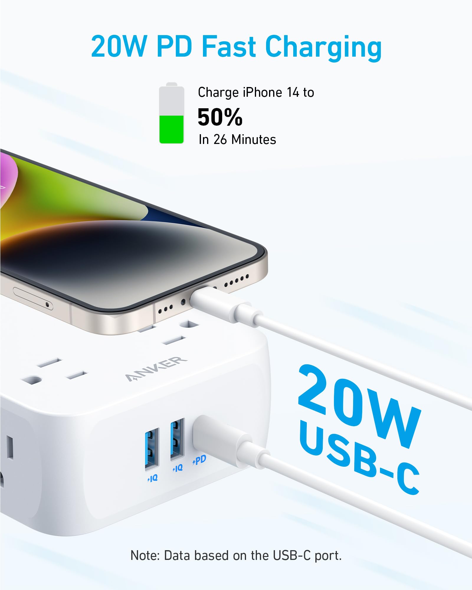 Anker 341 11-in-1 Power Strip: Features 8 AC outlets, 2 USB-A ports, and 1 USB-C port