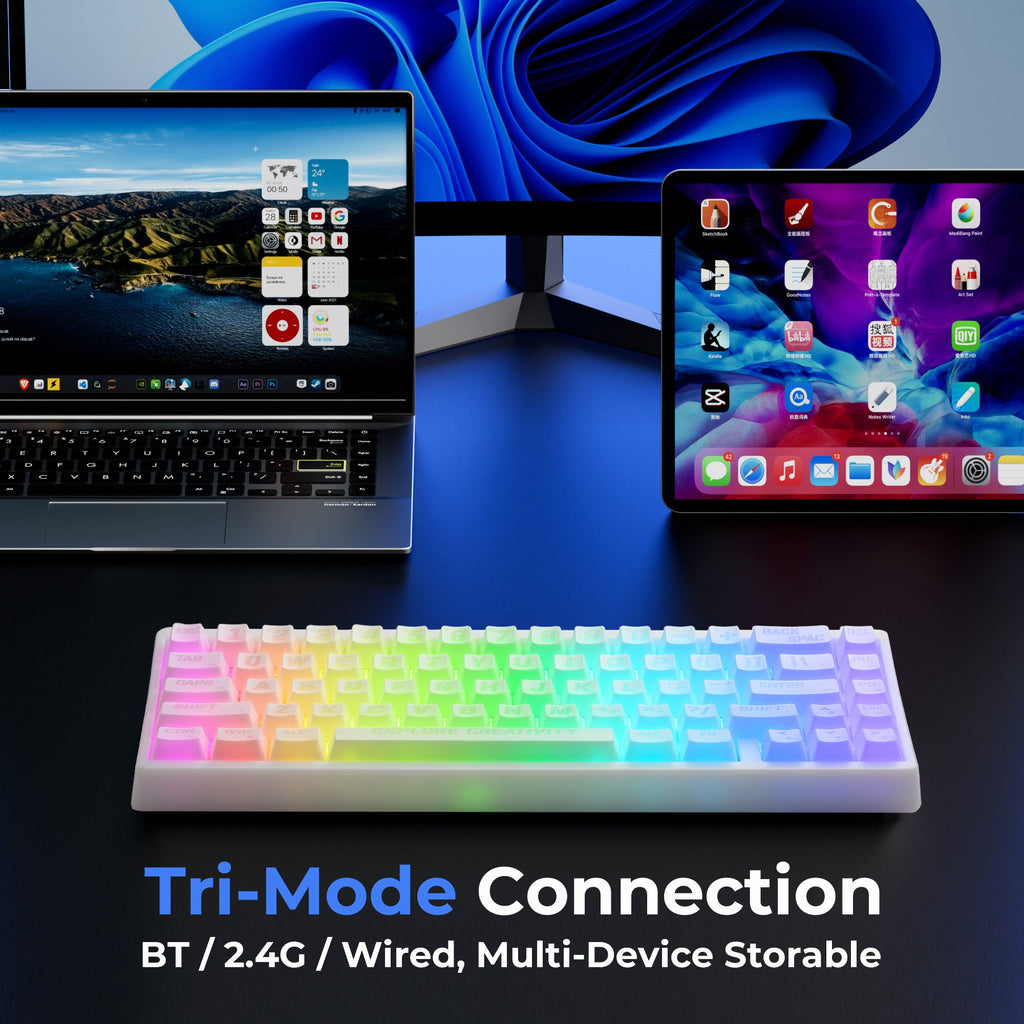 XVX M67 Miami Tri-Mode Mechanical Keyboard With IMD-Tech Keycaps