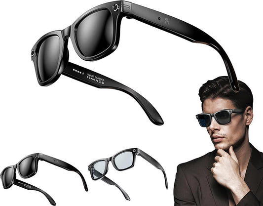 AI Smart Glasses, 800W Camera & 1080P Video, Smart Glasses with Camera and Bluetooth, AI Glasses for Calls & Musi,Uv Protection,Anti-Blue Light Glasses Everyday Wear