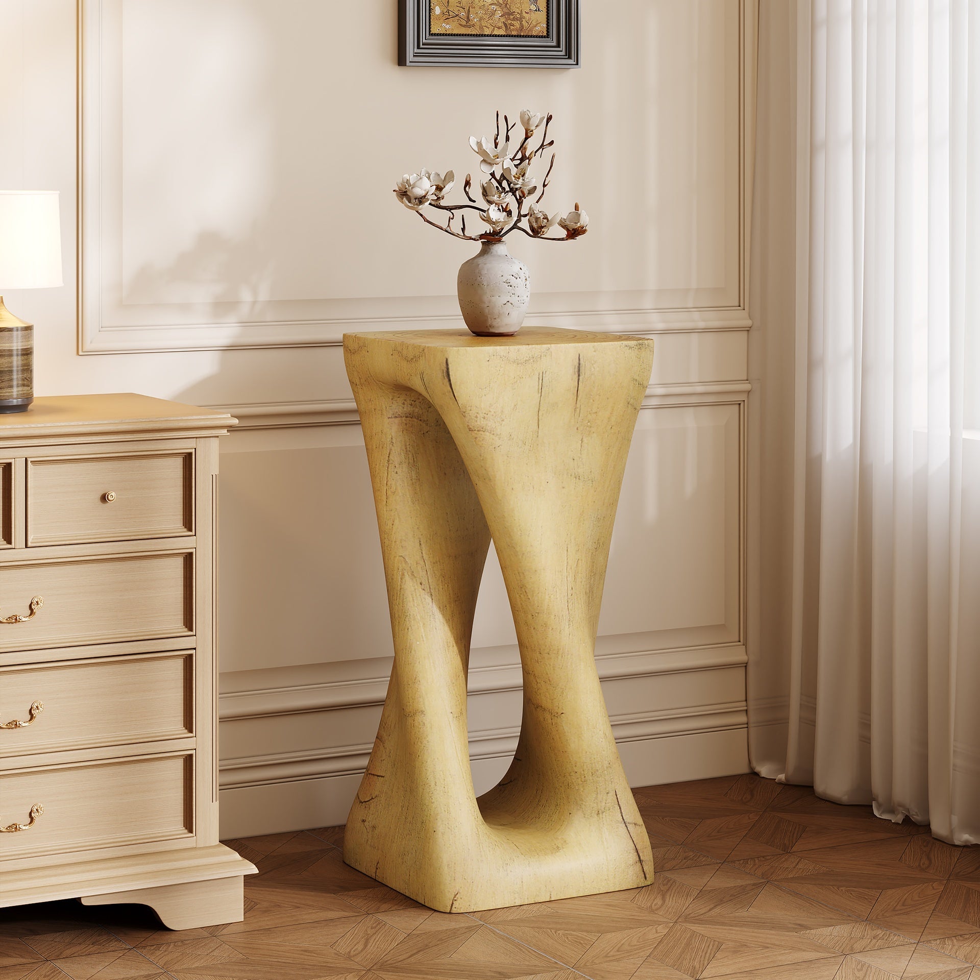 Outdoor/Indoor Side Table, Twist Shape End Table