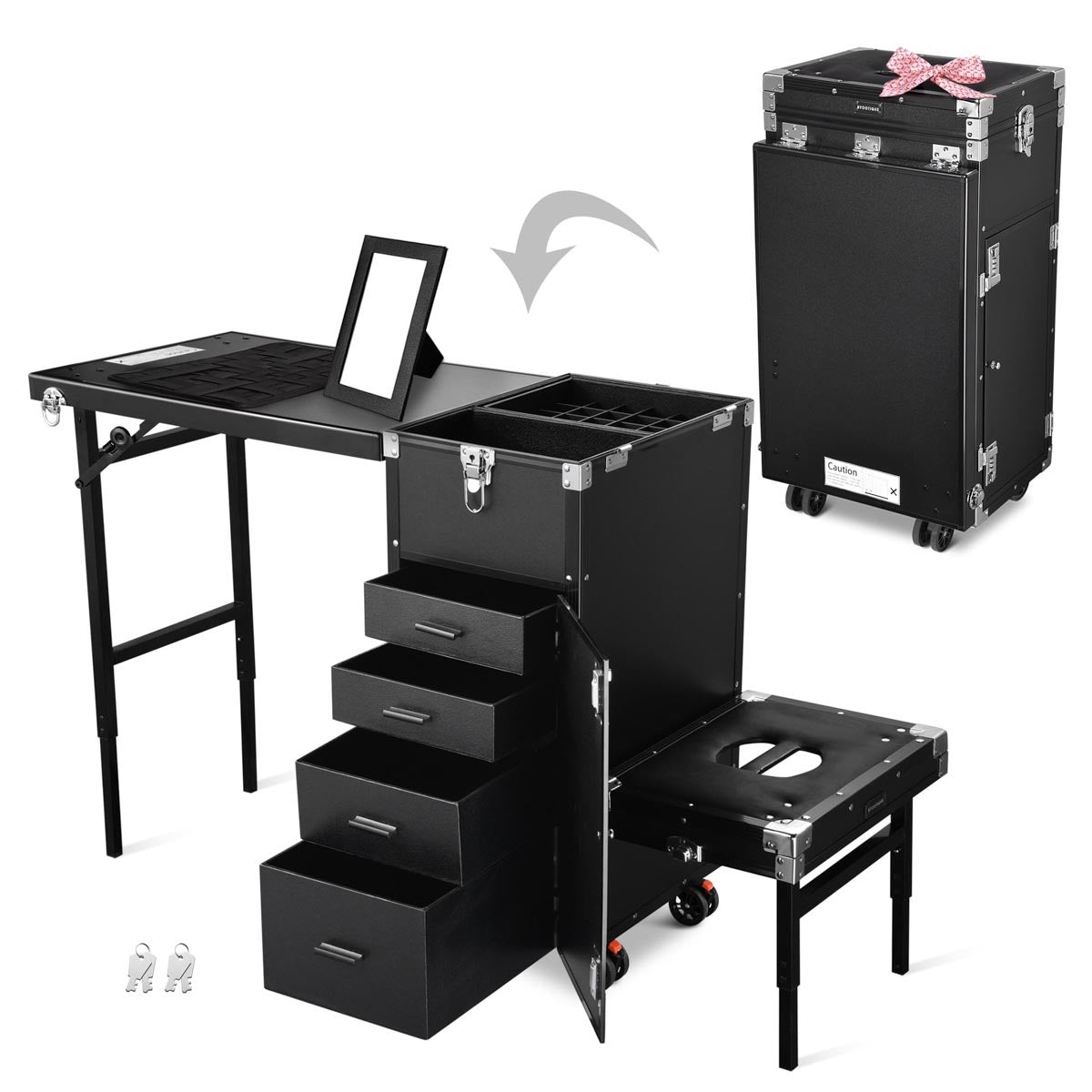 Byootique Cart with Footrest Portable Trolley with Drawers