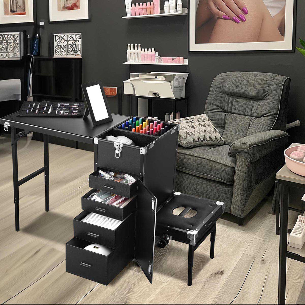 Byootique Cart with Footrest Portable Trolley with Drawers