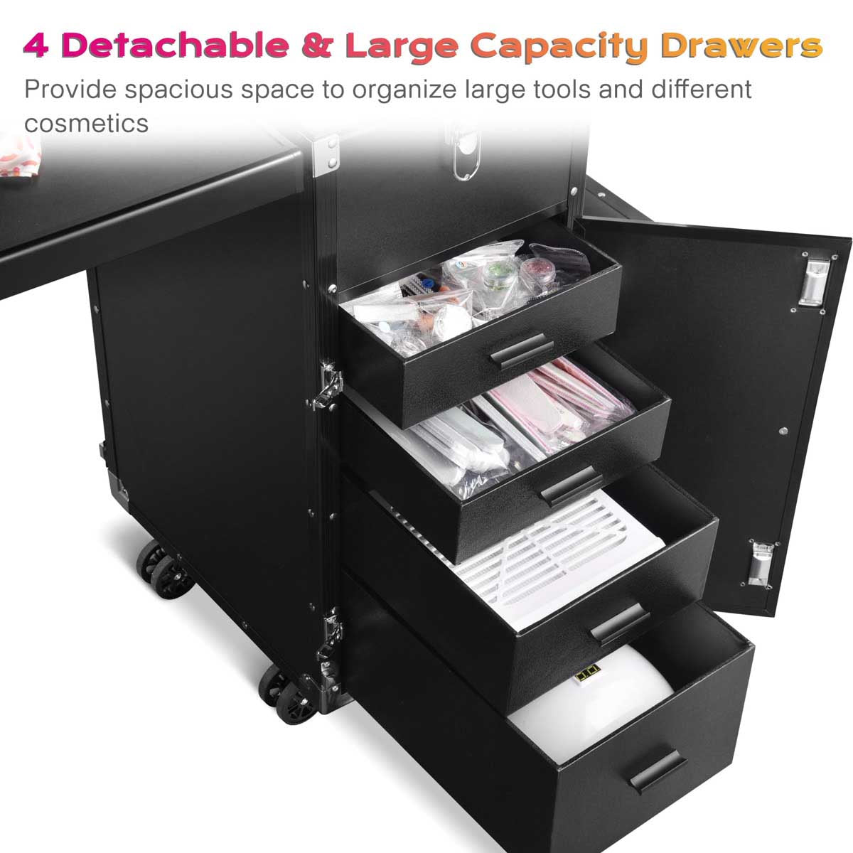 Byootique Cart with Footrest Portable Trolley with Drawers