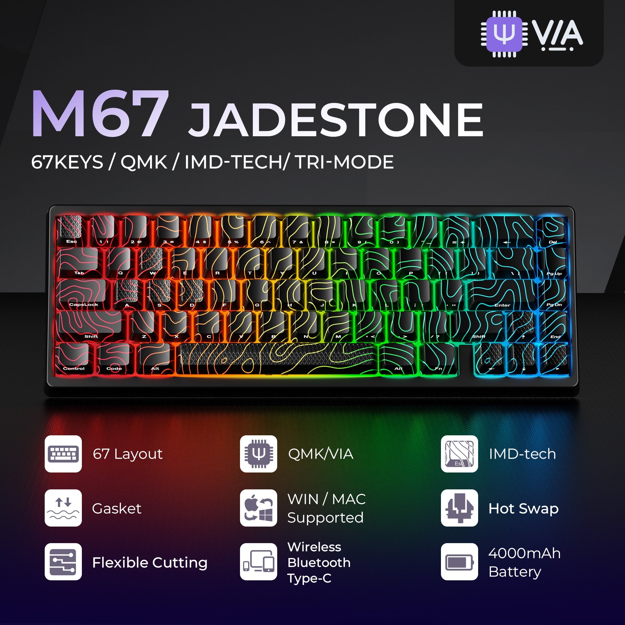 XVX M67 JadeStone Mechanical Keyboard With IMD-Tech Keycaps