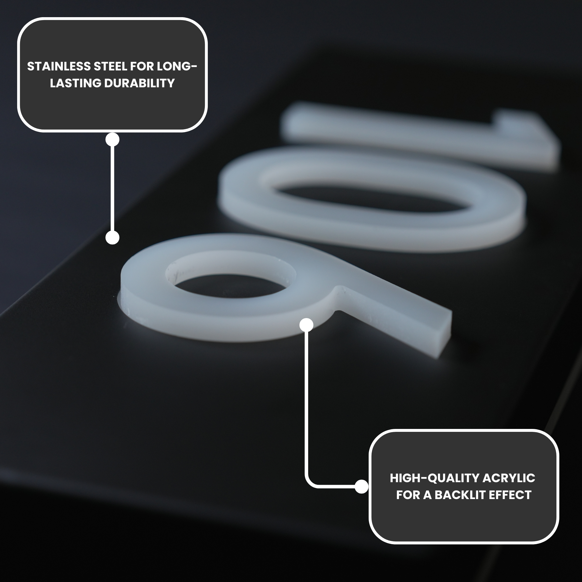 3D Acrylic Metal Backlit House Numbers