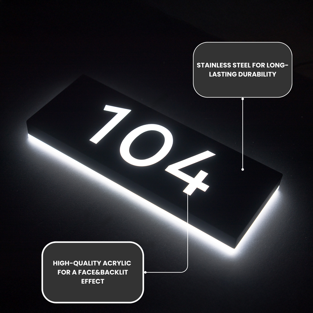 Metal Backlit House Address Plaque