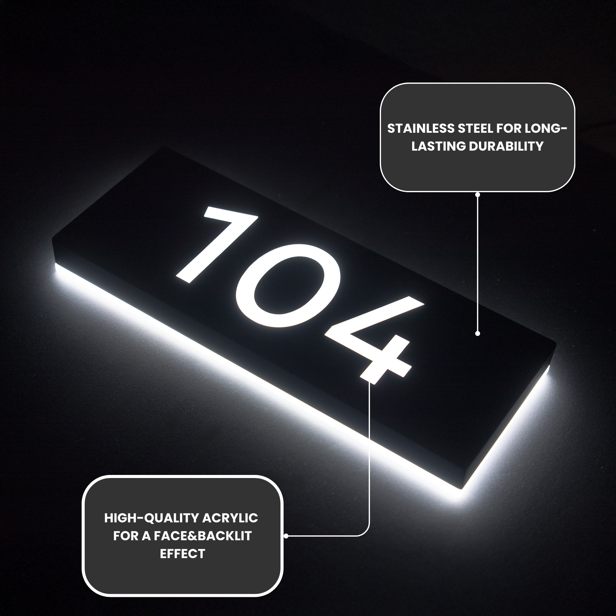 Metal Backlit House Address Plaque