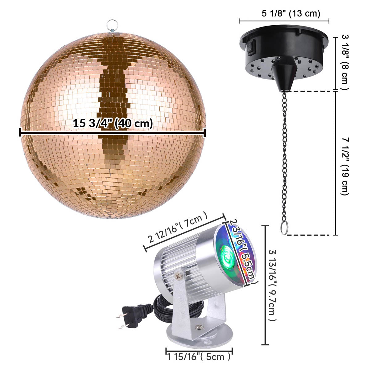 Yescom Shiny Disco Ball with Motor, RGB Light Event Party Decor