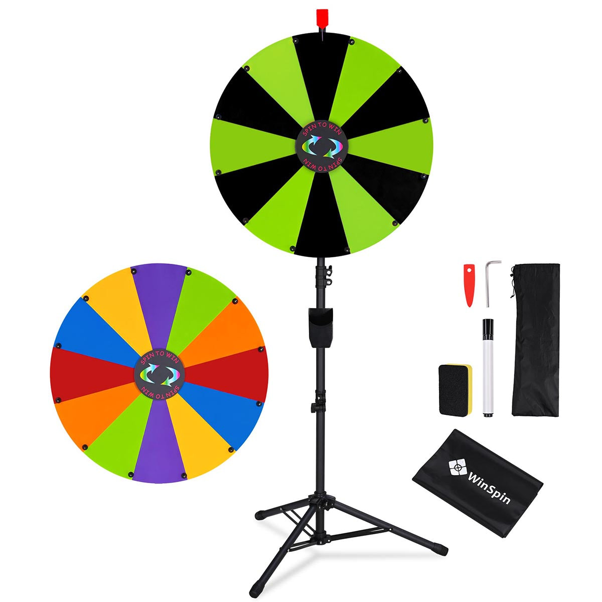 WinSpin 24" Modular Prize Wheel with Adjustable Height Stand 12-Slot
