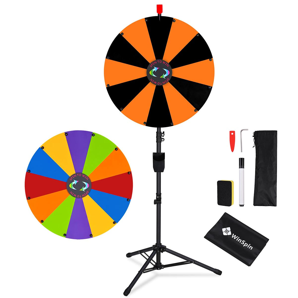 WinSpin 24" Modular Prize Wheel with Adjustable Height Stand 12-Slot