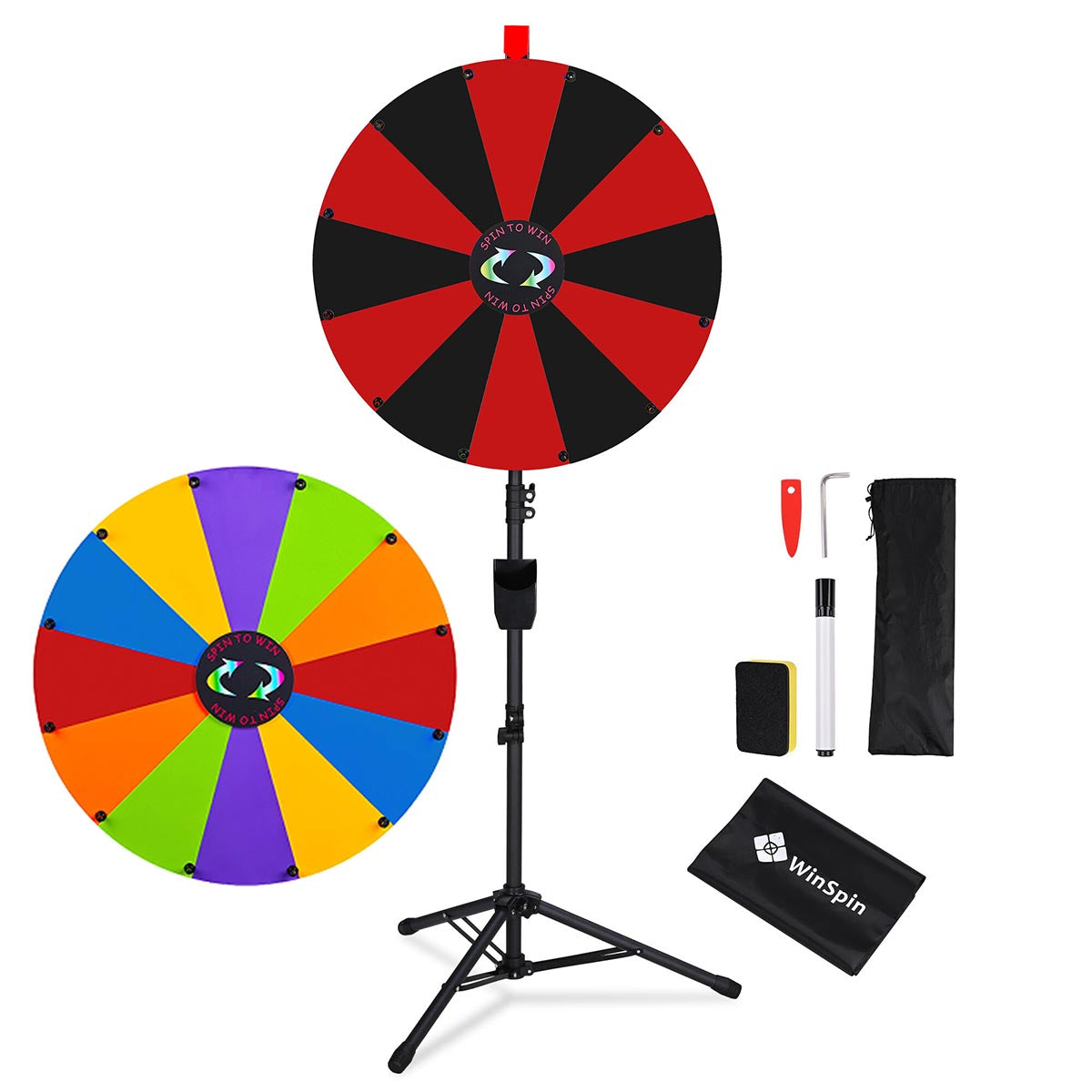 WinSpin 24" Modular Prize Wheel with Adjustable Height Stand 12-Slot