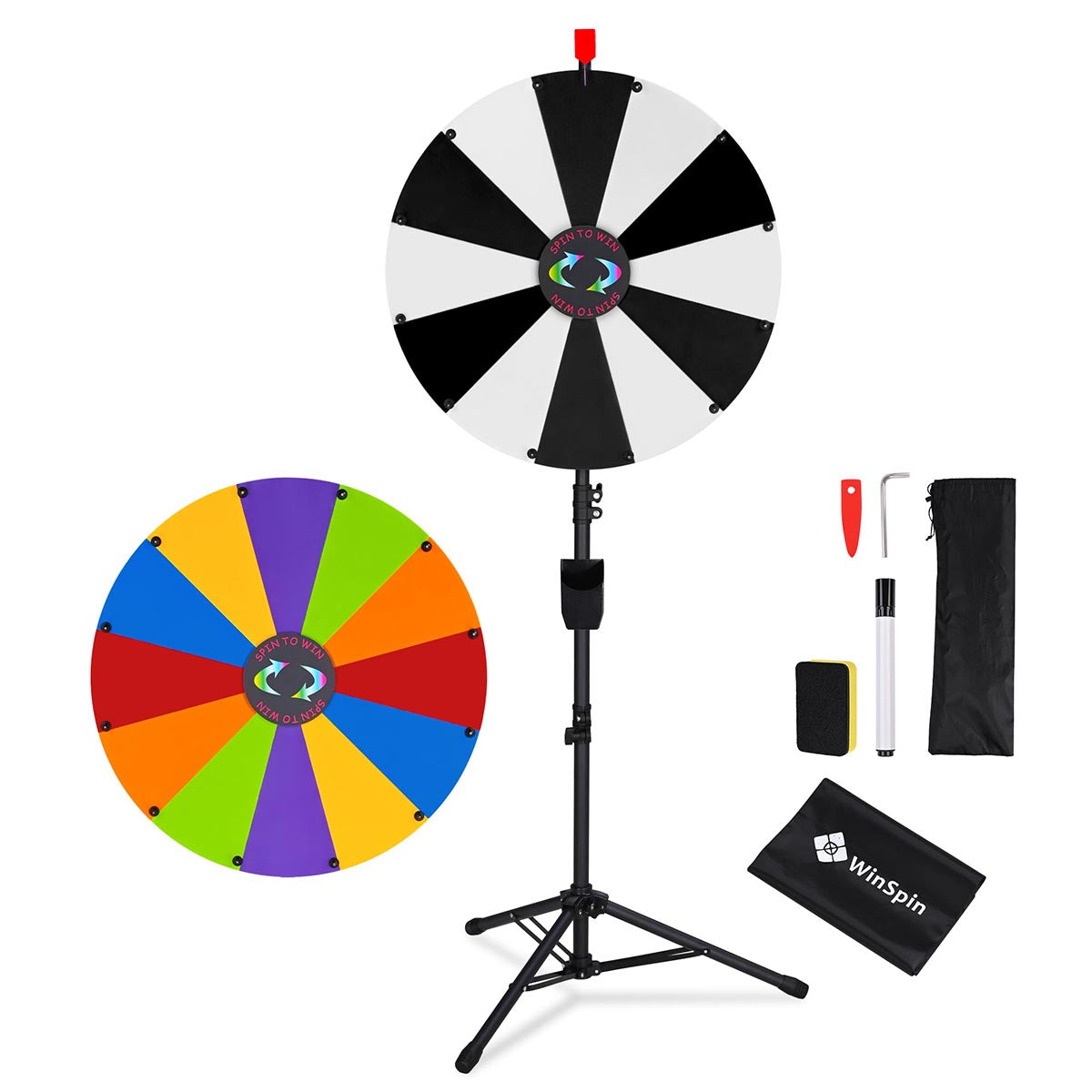 WinSpin 24" Modular Prize Wheel with Adjustable Height Stand 12-Slot