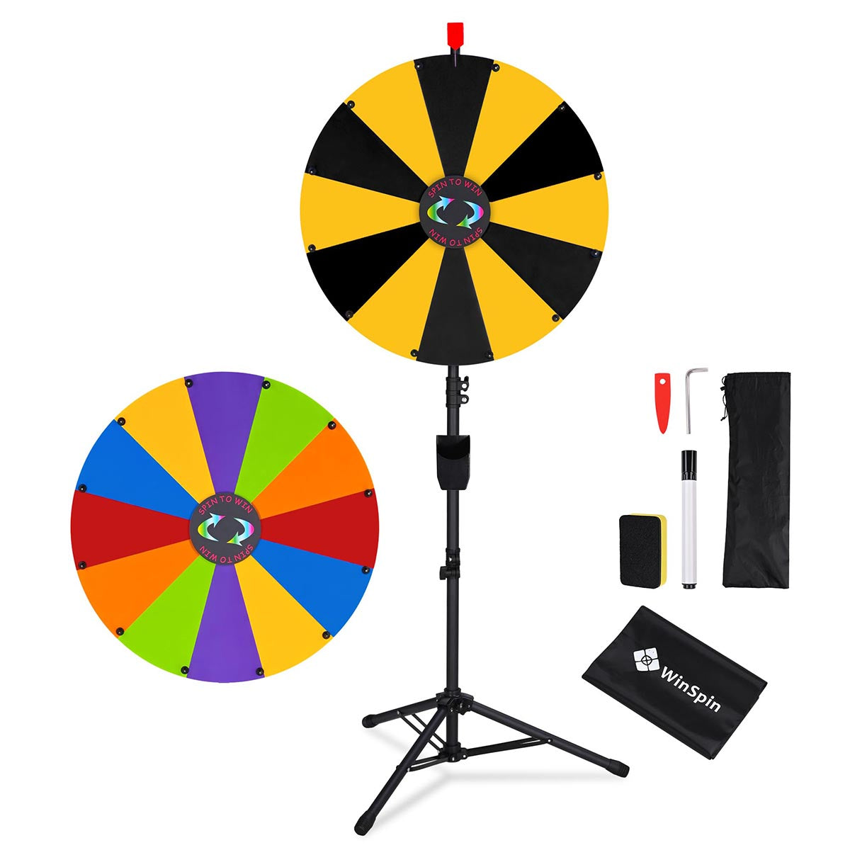 WinSpin 24" Modular Prize Wheel with Adjustable Height Stand 12-Slot