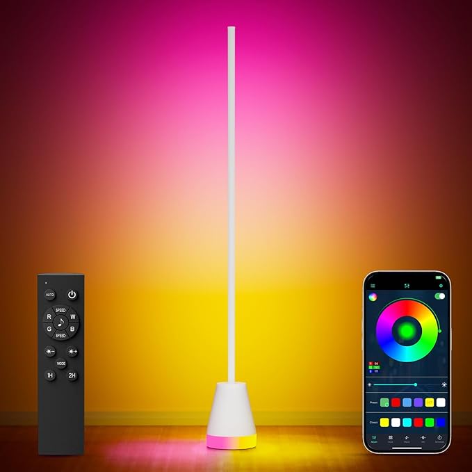 Keepsmile Smart RGB LED Corner Floor Lamp,172 LEDs With Music Sync