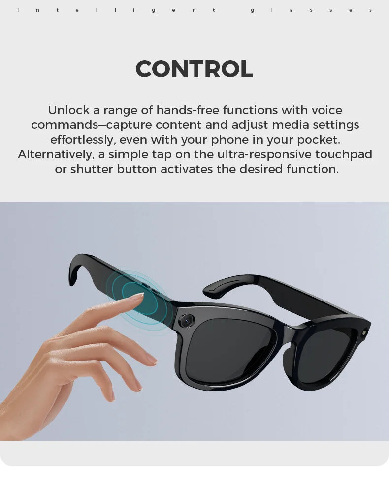 Bluetooth AI shooting glasses Bluetooth call voice assistant real-time translation 5-megapixel shooting stabilization