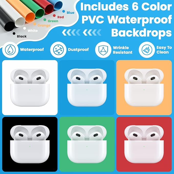 Heimekite Light Box,Light Box Photography,16"x16"Photo Box,Photo Light Box,Product Photography Light Box with CRI >95,120 LEDs Lights,6 Photo Backdrops for Product Display