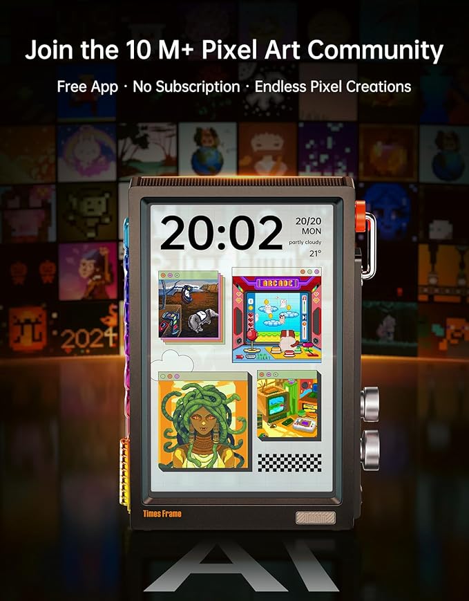 Divoom TimesFrame – 10.1" WiFi 6 Digital Picture Frame & Smart Desk Display, No Subscription | 64GB | Send Photos, Videos & AI Styles + Live Widgets (Weather, Calendar, etc)–Perfect Personalized Gift