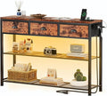 Furologee Console Table with Charging Station 38'' Entryway Table LED