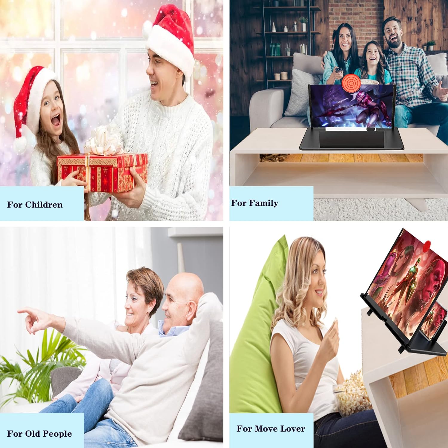 16 Inch Phone Screen Magnifier HD Mobile Screen Amplifier Stand for Movies