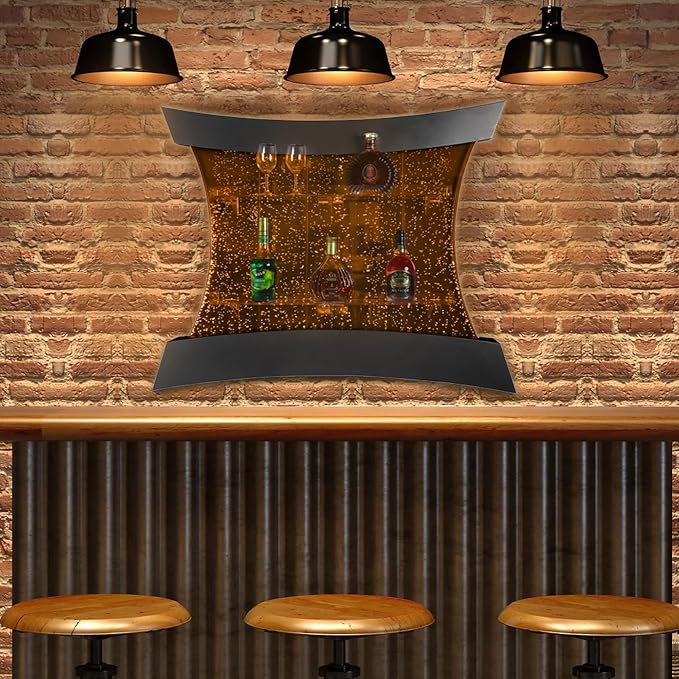 PONDO Multifunctional LED Changing Water Bubble Wall Mounted Wine Cabinet with 7-Color Display Shelf - Perfect for Living Room, Home, Bar, Buffet, Party, Sensory Items & New Year Decor