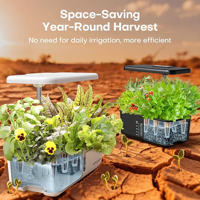 Ahopegarden Indoor Hydroponics Growing System: 10-Pod Smart Garden with Automated LED Light & Efficient Pump for Growing Herbs, Lettuce, Tomatoes - Hydroponic Planter for Home