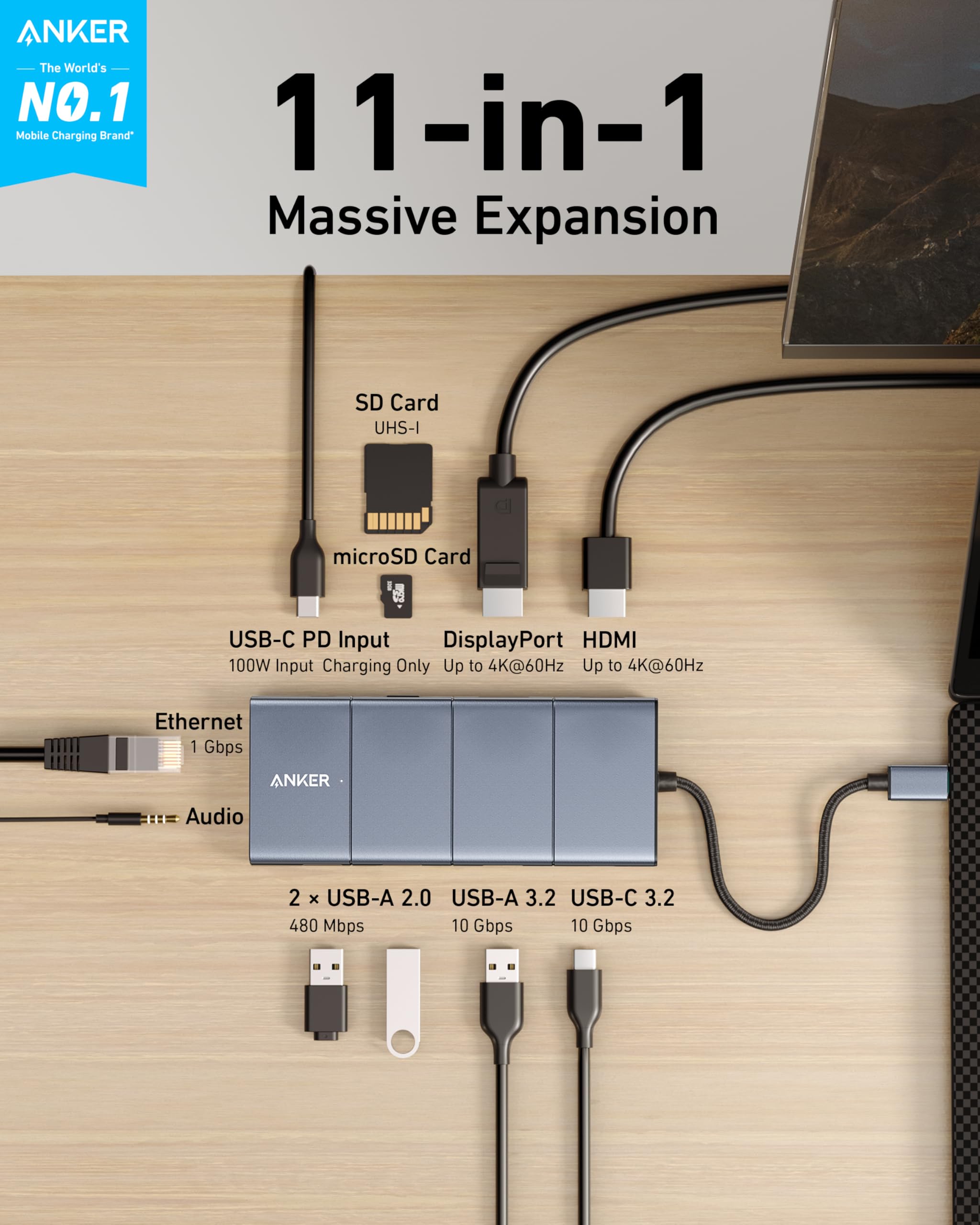 Anker 565 USB-C Hub (11-in-1) Computers Laptops Gaming