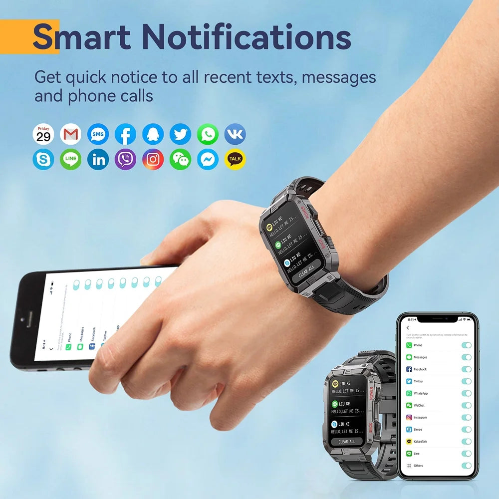 Smart Watch, Answer and Make Phone Calls,Ip68 Waterproof Sports Smart Watch for Men, Black