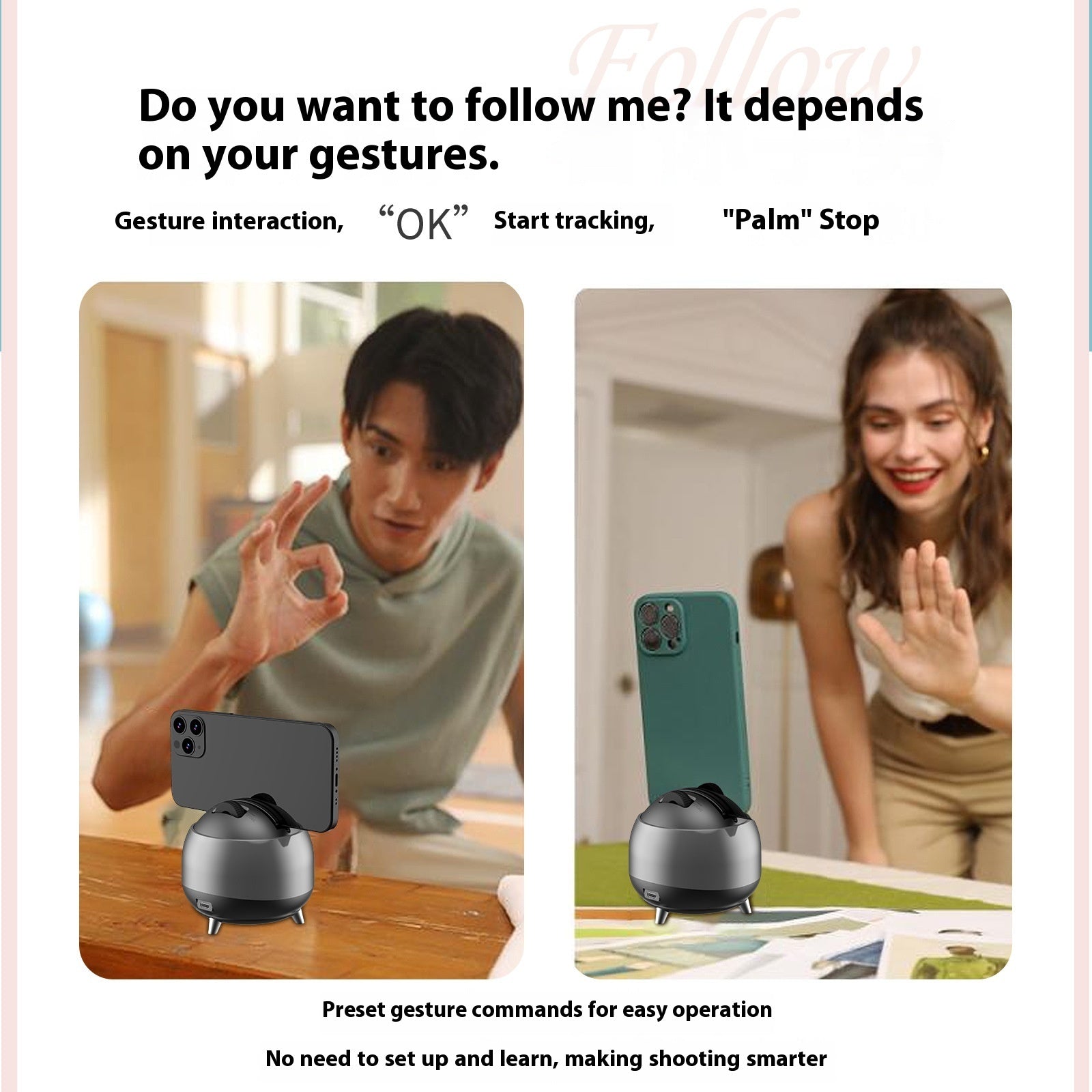 New Dual-axis Q8 Intelligent AI Face Recognition Automatic Mobile Phone Tracking Head Stabilizer