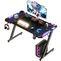 Devoko Gaming table with LED 120x60 cm Gaming desk Z-Frame Ergonomic Gamer PC table with Cup Holder