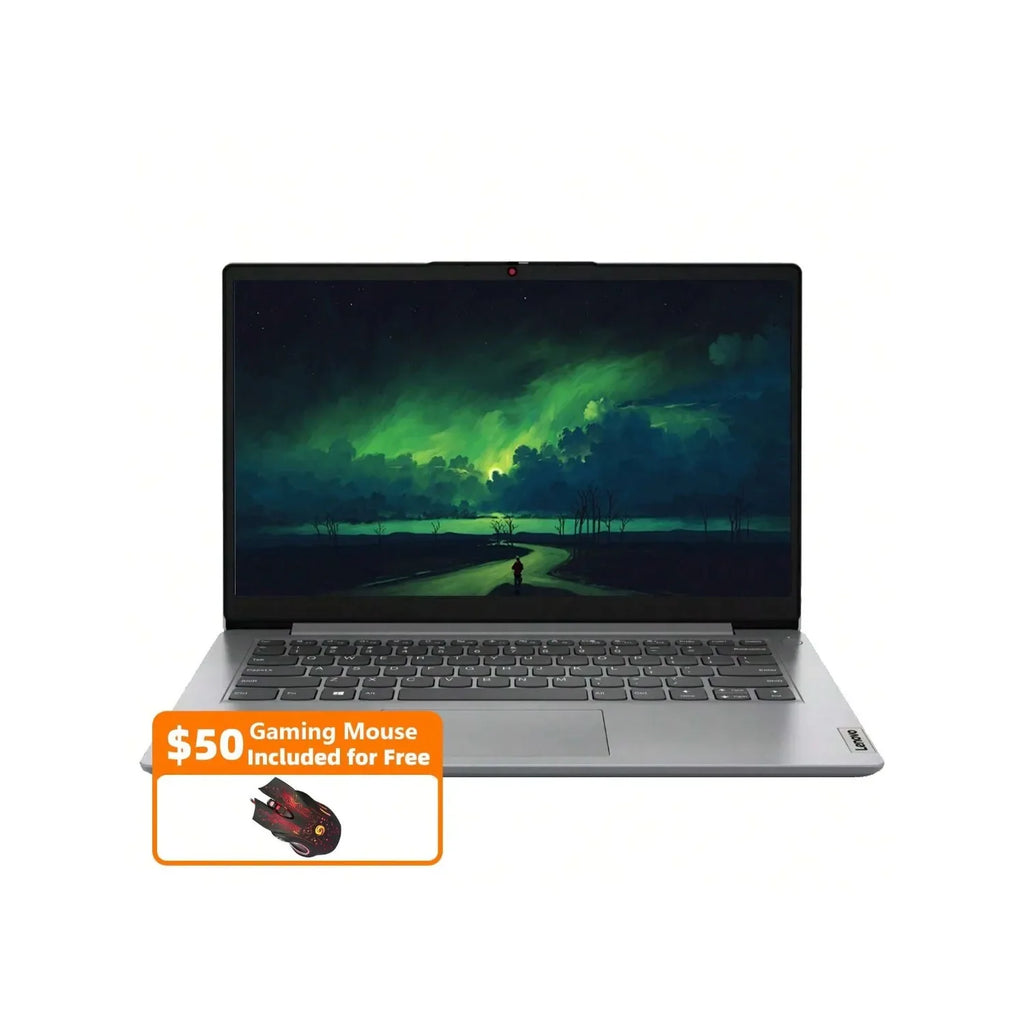 Lenovo 14" Business Laptop, Intel Celeron N4020,4GB RAM,320GB Storage(64GB eMMC+256GB SD Card),Cloud Grey, with Gaming Mouse.