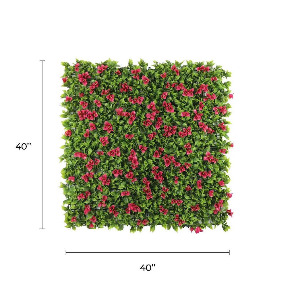 Artificial Flowering Pink Green Wall 40" x 40" 11SQ FT Commercial Grade UV Resistant