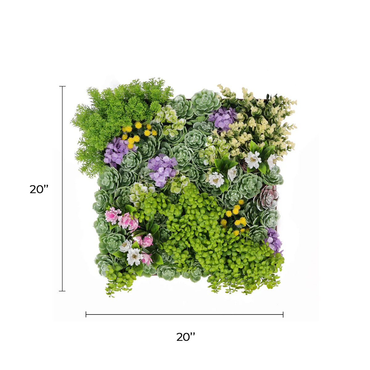 Artificial Moss and Succulent Hanging Wall Art Frame 20" Square UV Resistant (Outdoor Proof)