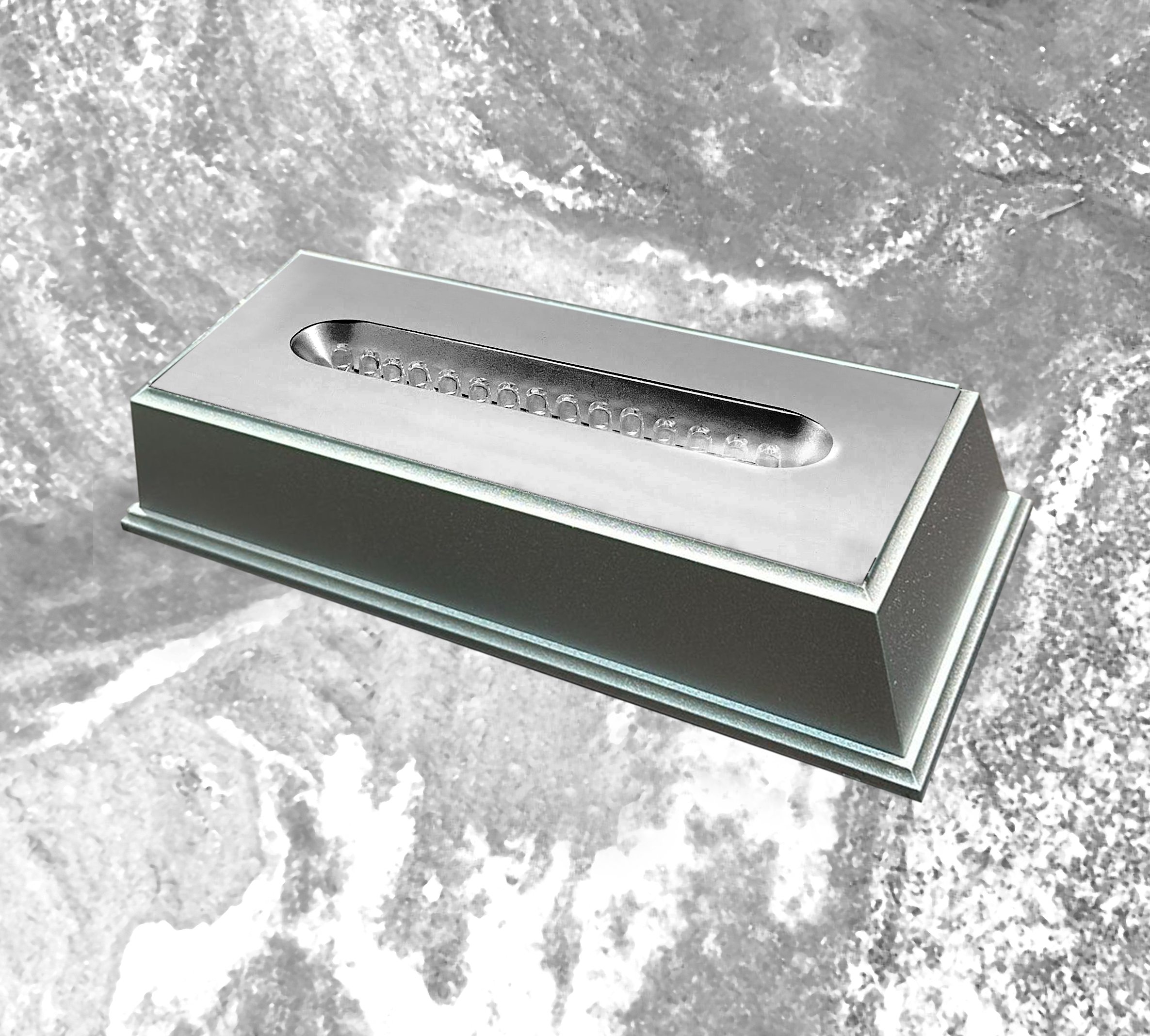 Large Long LED Light Display Plastic Base | Silver Finish