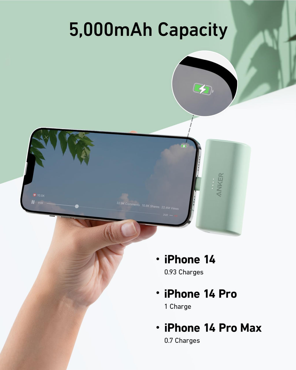 Anker Nano Power Bank (12W, Built-In Lightning Connector) Portable Charger