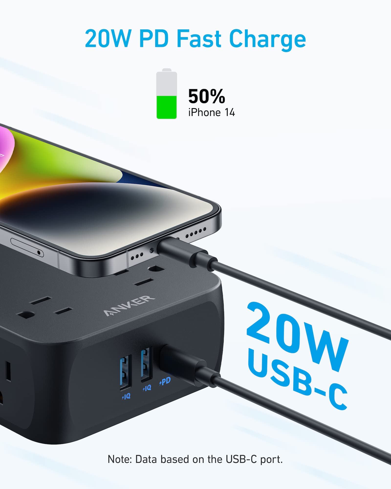 Anker 341 11-in-1 Power Strip: Features 8 AC outlets, 2 USB-A ports, and 1 USB-C port