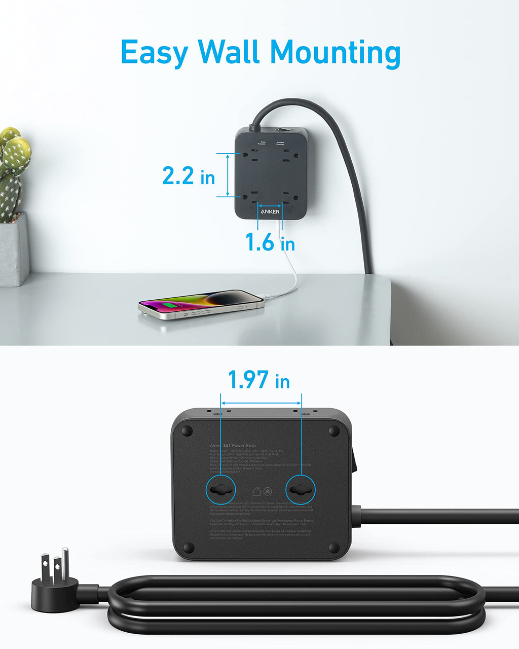 Anker 341 11-in-1 Power Strip: Features 8 AC outlets, 2 USB-A ports, and 1 USB-C port
