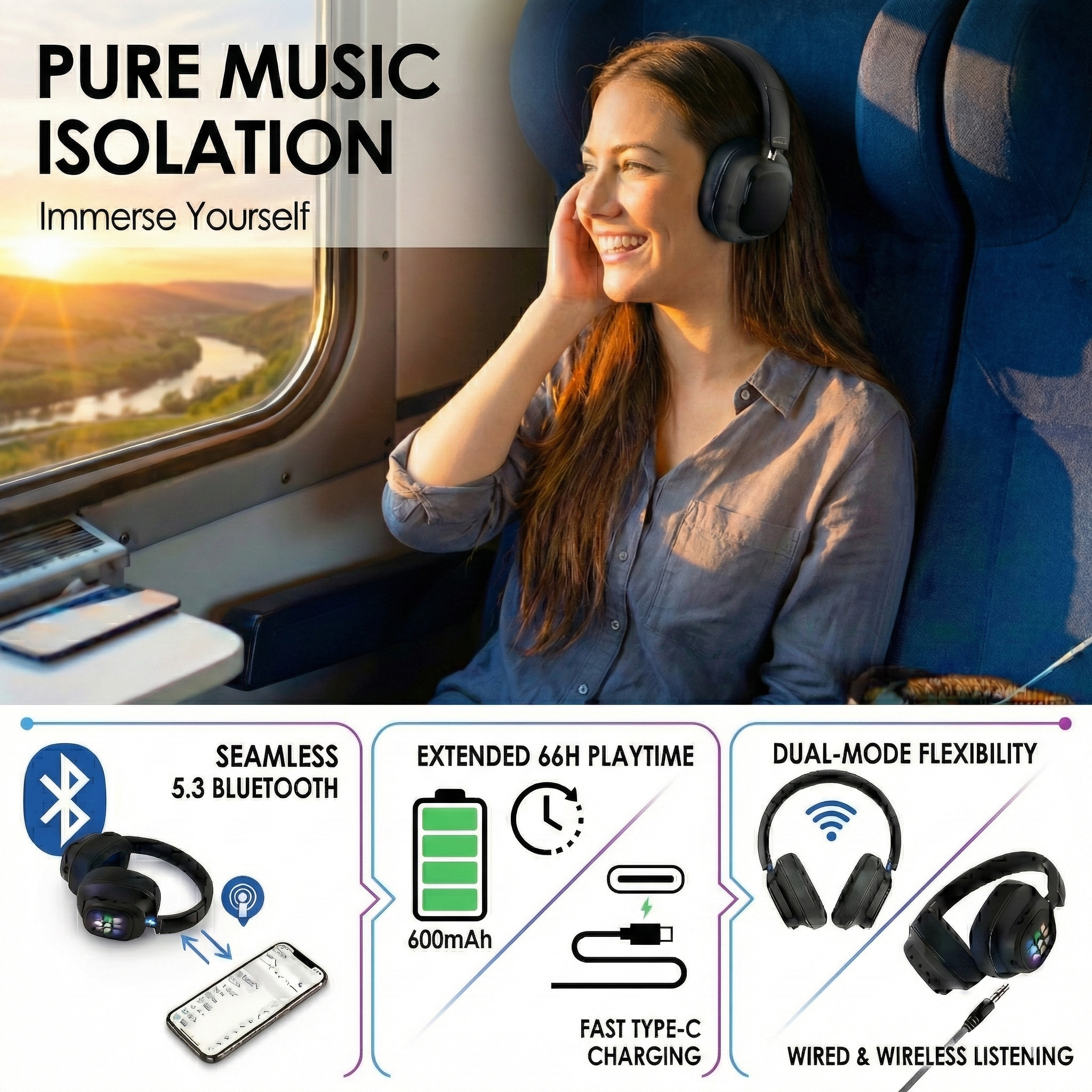 ANC Headphones with Touch Screen