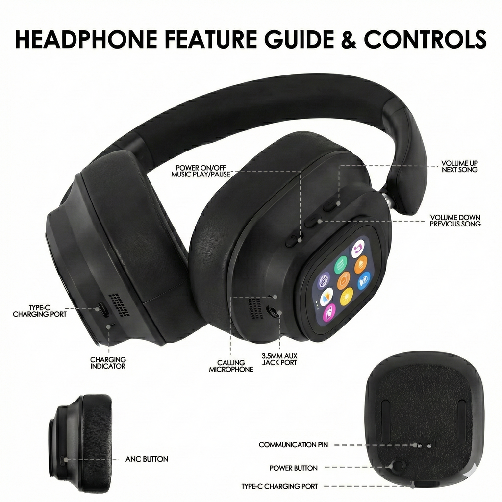 ANC Headphones with Touch Screen