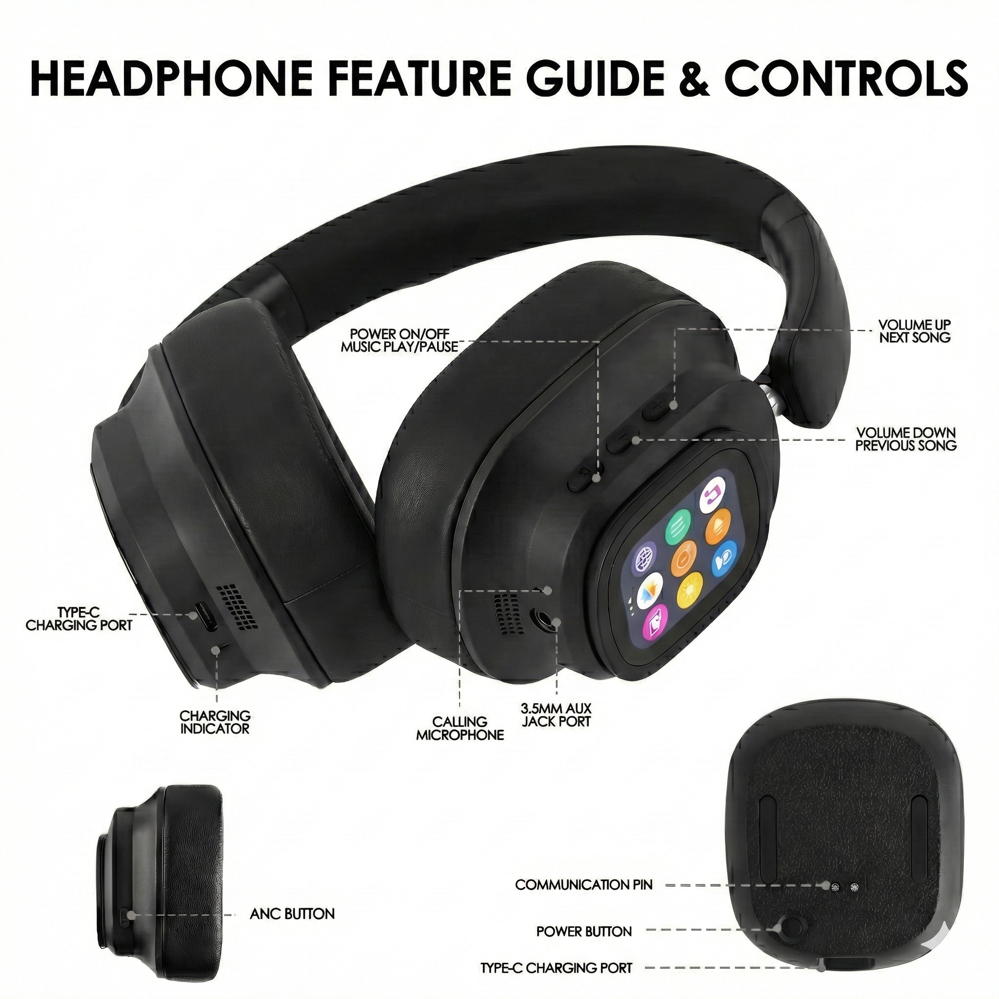 ANC Headphones with Touch Screen