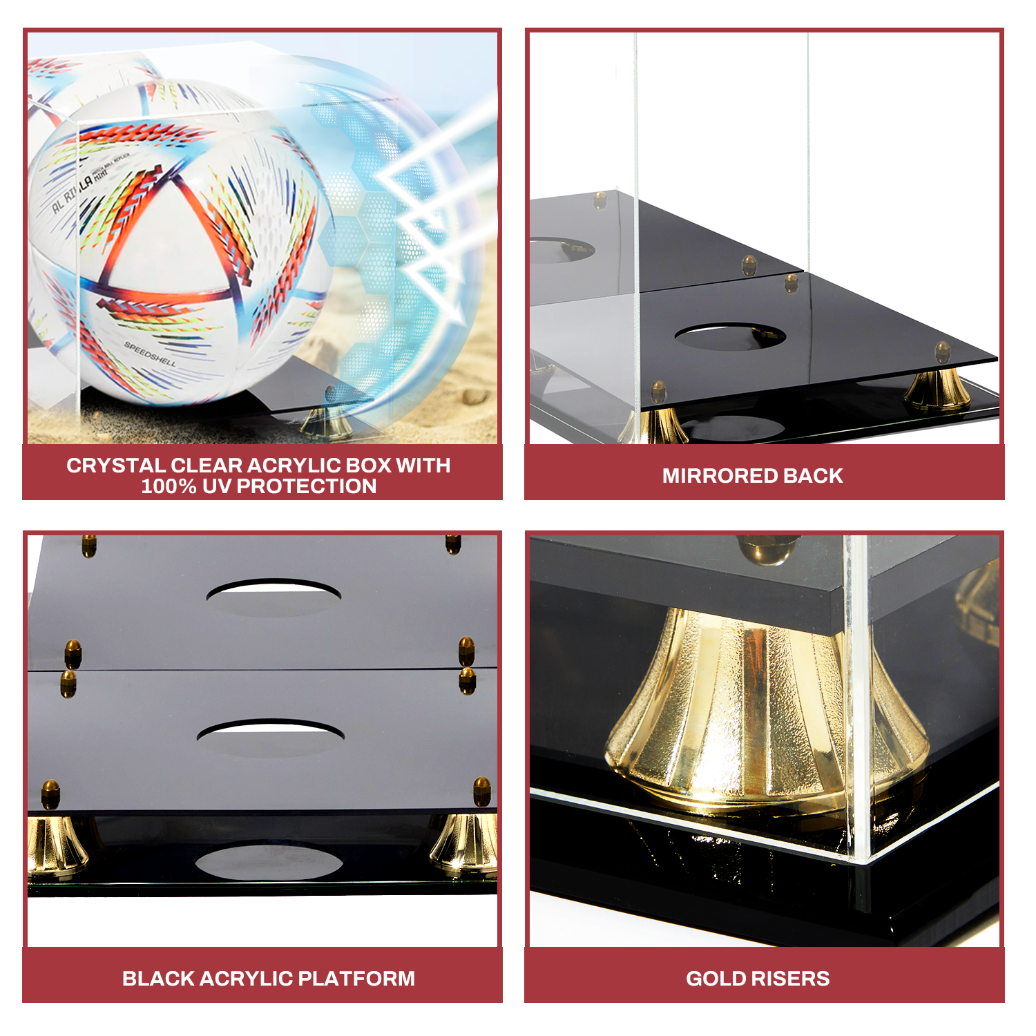 Acrylic 10 1/4" x 10 1/4"x 11 7/16" Sports Ball Display Case