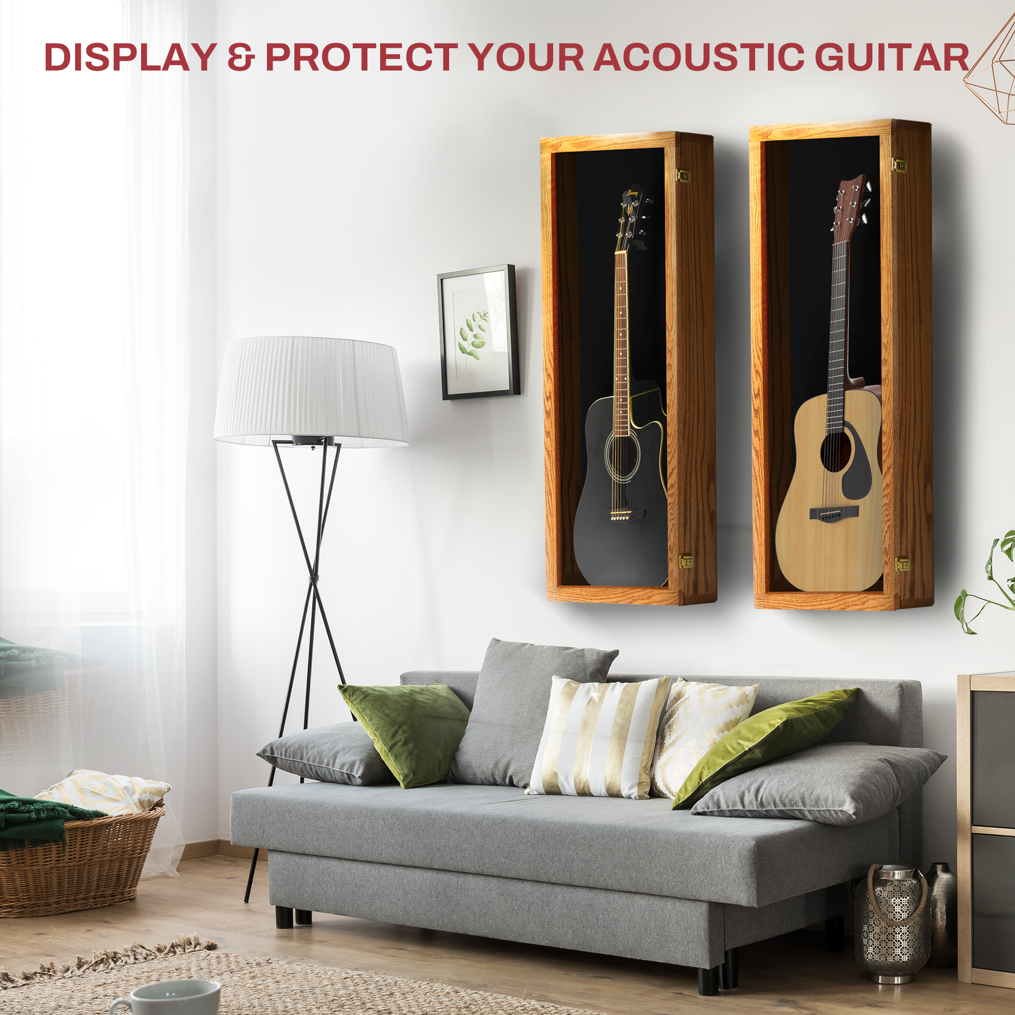 Acoustic  Guitar Display Case - Premium Oak