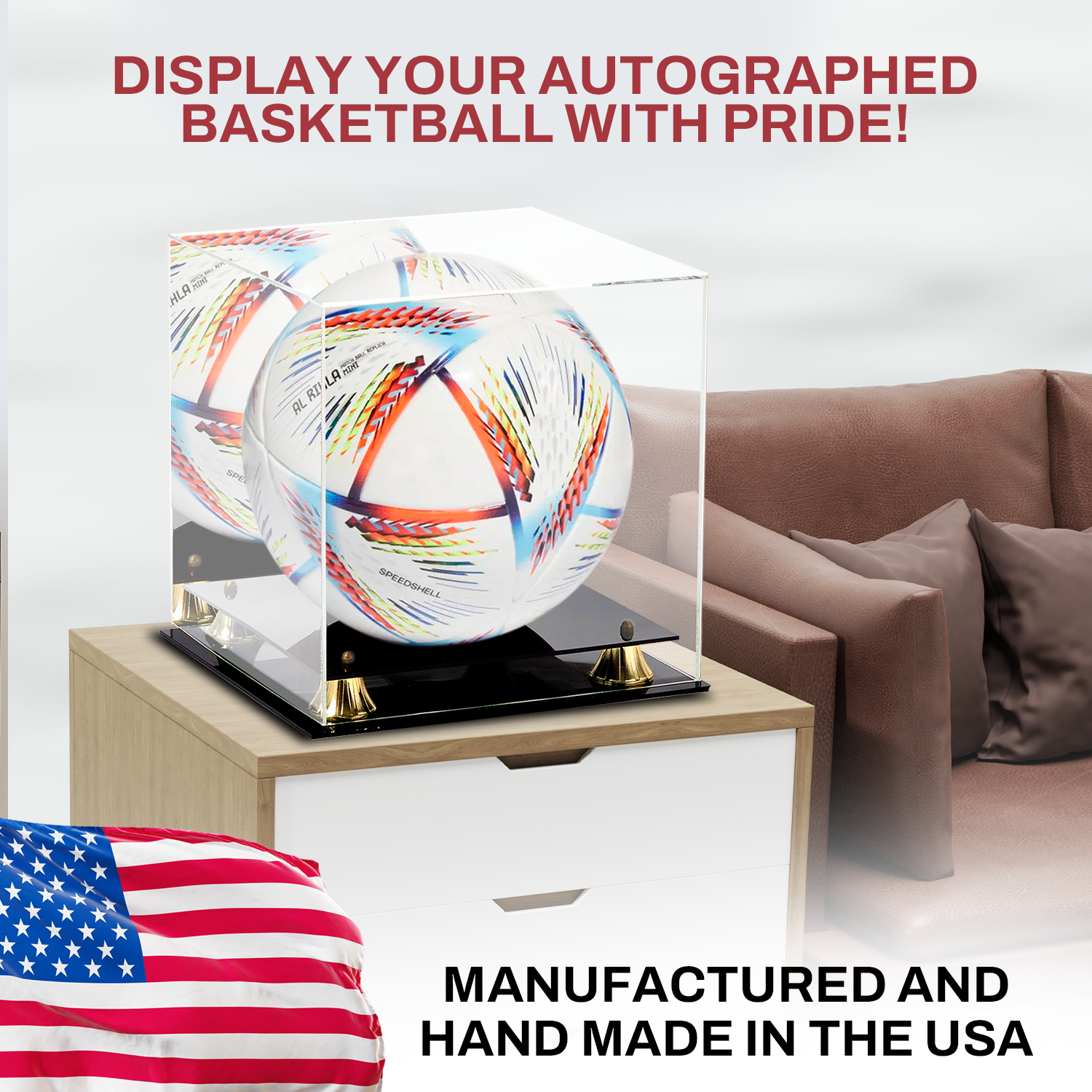 Acrylic 10 1/4" x 10 1/4"x 11 7/16" Sports Ball Display Case