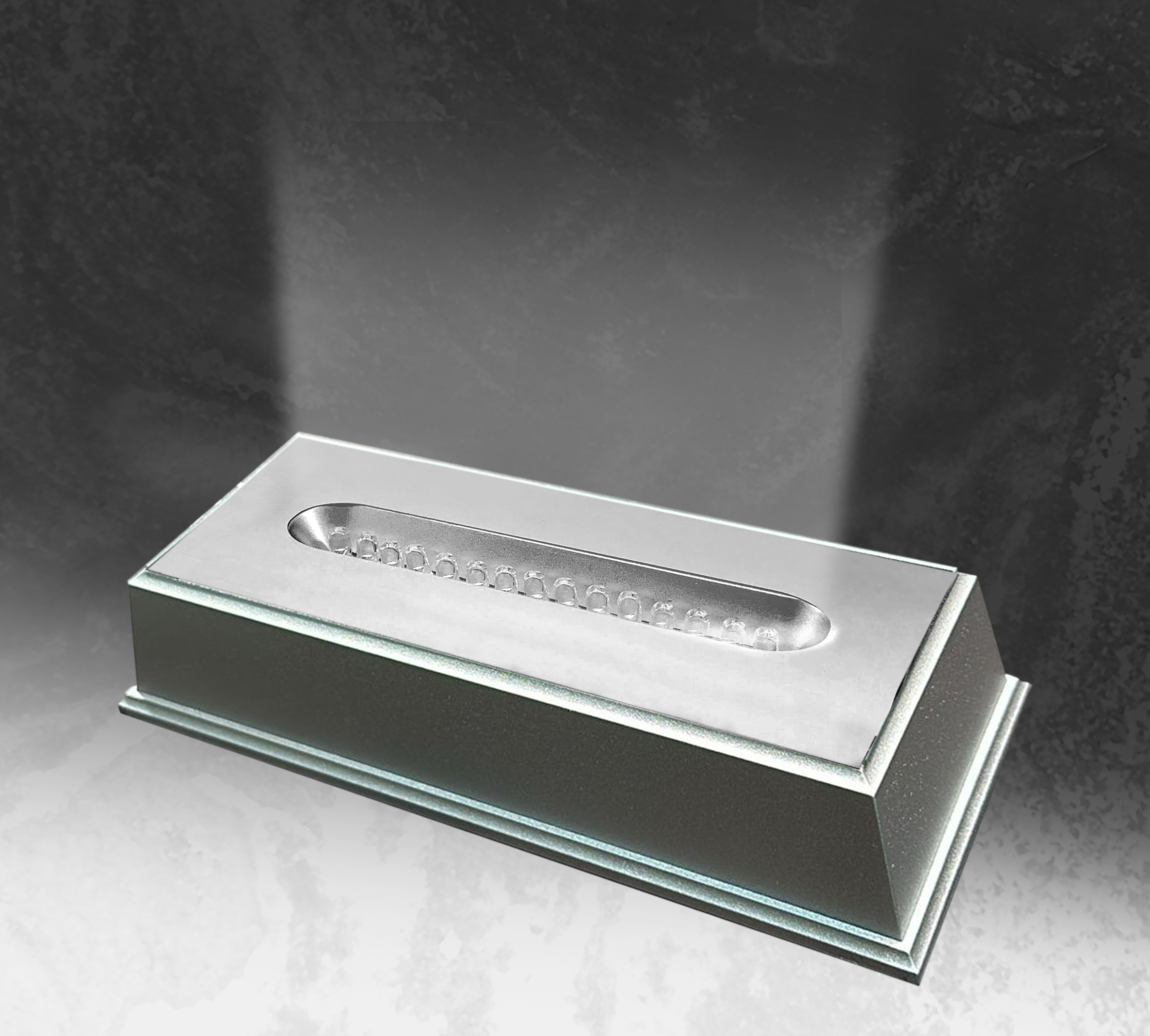 Large Long LED Light Display Plastic Base | Silver Finish