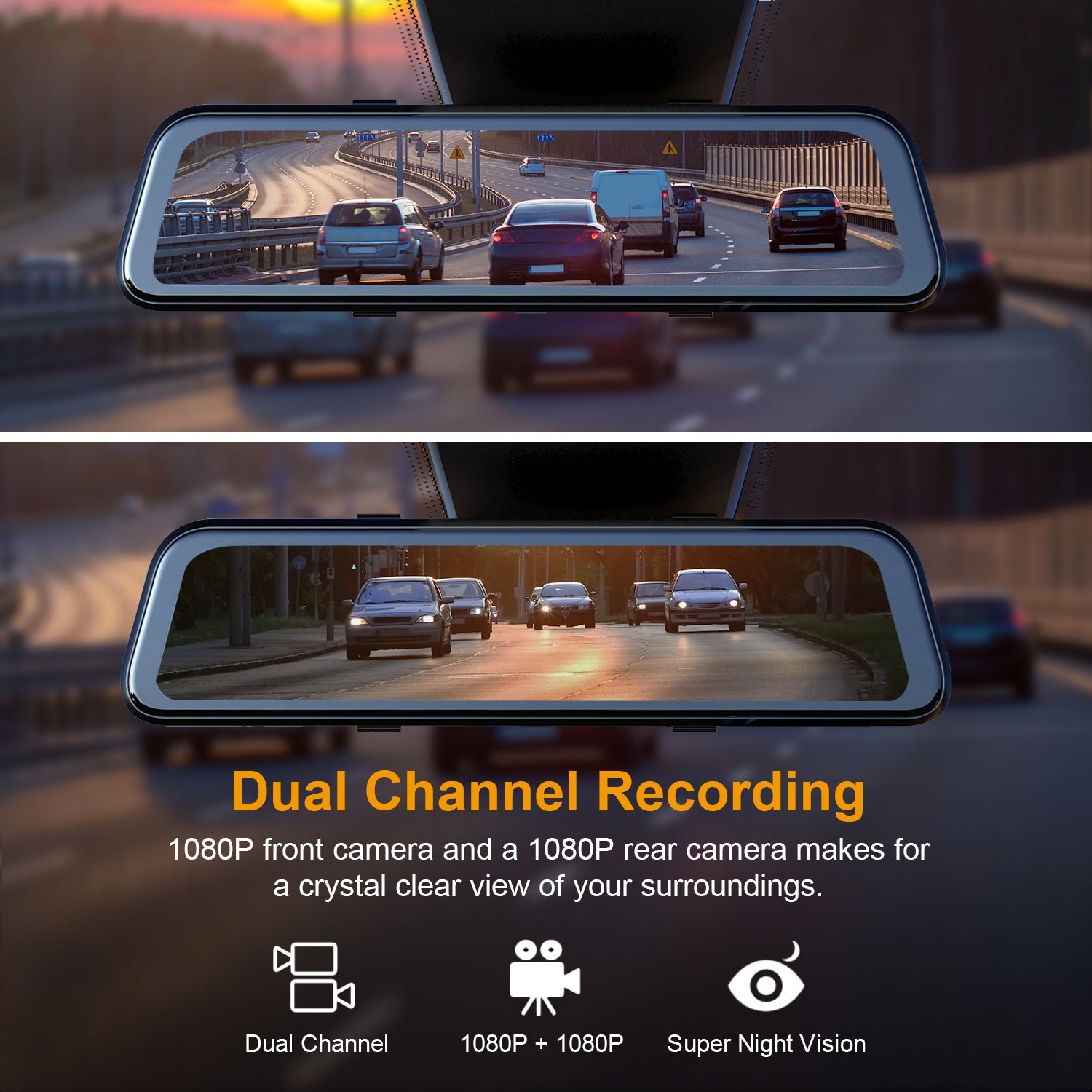 Rexing M2 Smart BSD ADAS Dual Mirror Dash Cam 1080p (Front+Rear) with GPS
