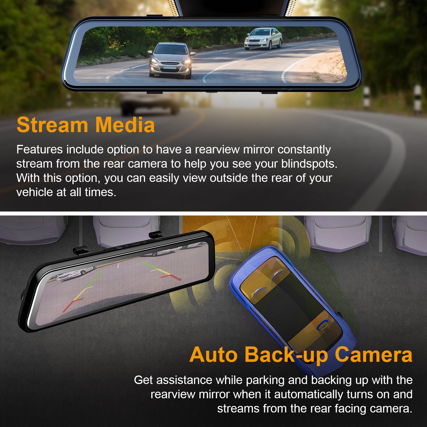 Rexing M2 Smart BSD ADAS Dual Mirror Dash Cam 1080p (Front+Rear) with GPS