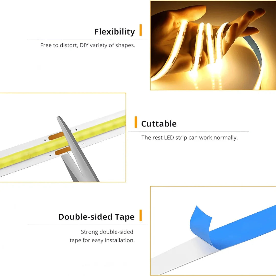 LED COB USB Strip Light – Touch Dimmer Flexible Indoor Lighting