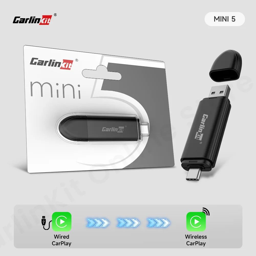 Carlinkit Wireless Adapter Mini 5 Pro Carplay Android auto Wireless for Car Intelligent Systems Upgrade Ble Wifi Portable FOTA