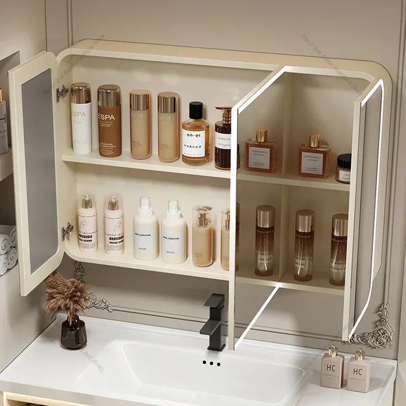 Space Aluminum Smart Bathroom Cabinets Wall-mounted Nordic Multifunction Mirror Cabinets Shelves Home Furniture Arredo Bagno FYB