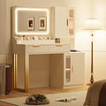 45" LED Makeup Vanity Desk with Mirror, Lights, USB Outlet & Storage for Bedroom.