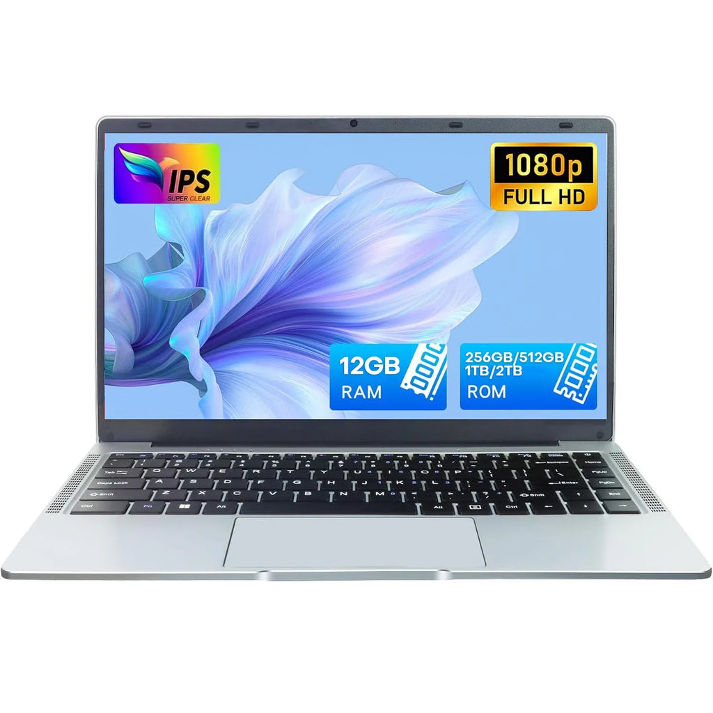 14.1" Ultra Slim Windows 11 Pro Laptop Computer, intel Atom A3950 12GB RAM, 1TB 2TB SSD Notebook, PC 1080P HD Office Study Laptops.